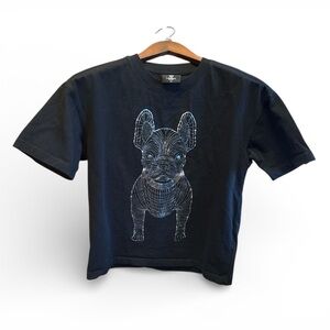 Lifework Black Shimmer French Bulldog Graphic Oversized T-Shirt Adult Size XS